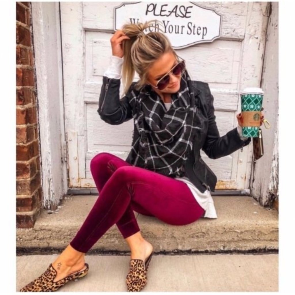 Spanx Velvet Leggings In Color Rich Burgundy